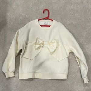Zara Cream Bow-Accent Kids Sweatshirt